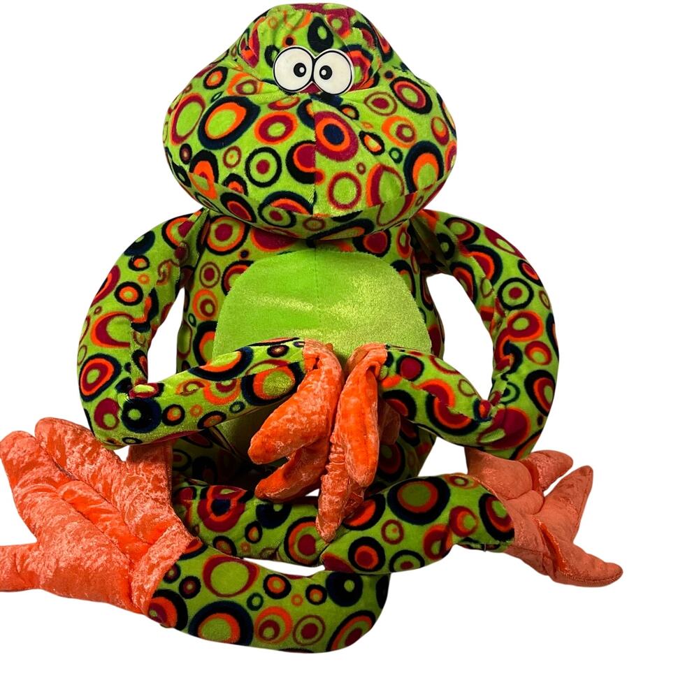 Fiesta Large Long Legged Psychedelic Polka Dots Green Orange Hugger Cuddly Plush